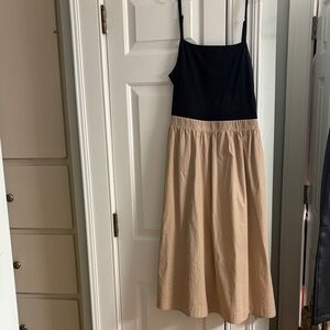 Anthropologie Maeve Black and Tan Spaghetti Strap Dress